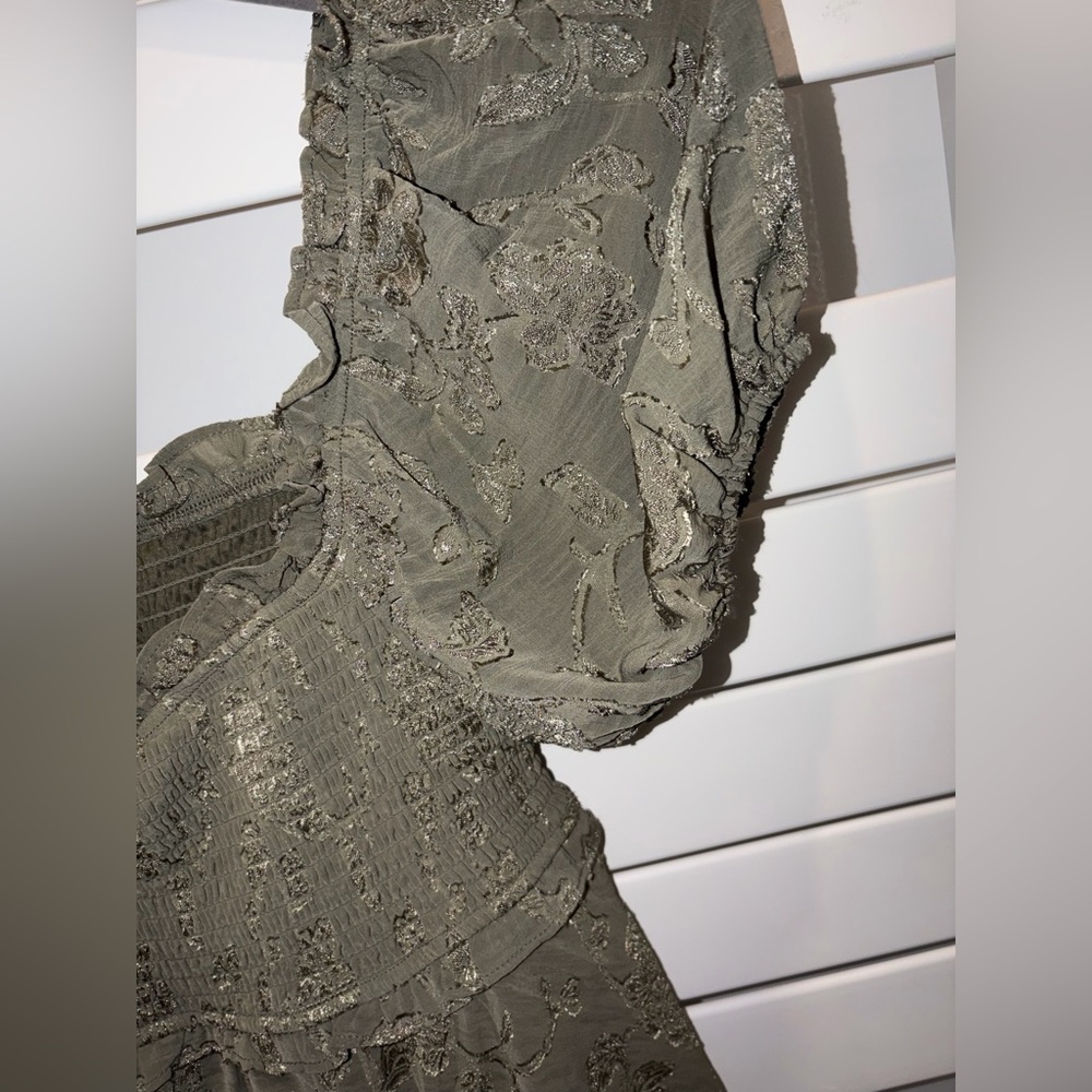 Altar'd State - Ellery Vetiver Lace Puff Short Sleeve Dress, XL - Picture 7 of 10